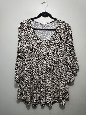 Chicsoul Leopard Print Blouse Top Size 2XL